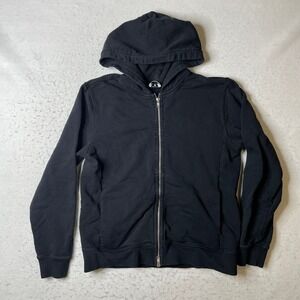 Asket The Zip Hoodie Mens Size M Short Black Organic Cotton Full Zip Sweatshirt